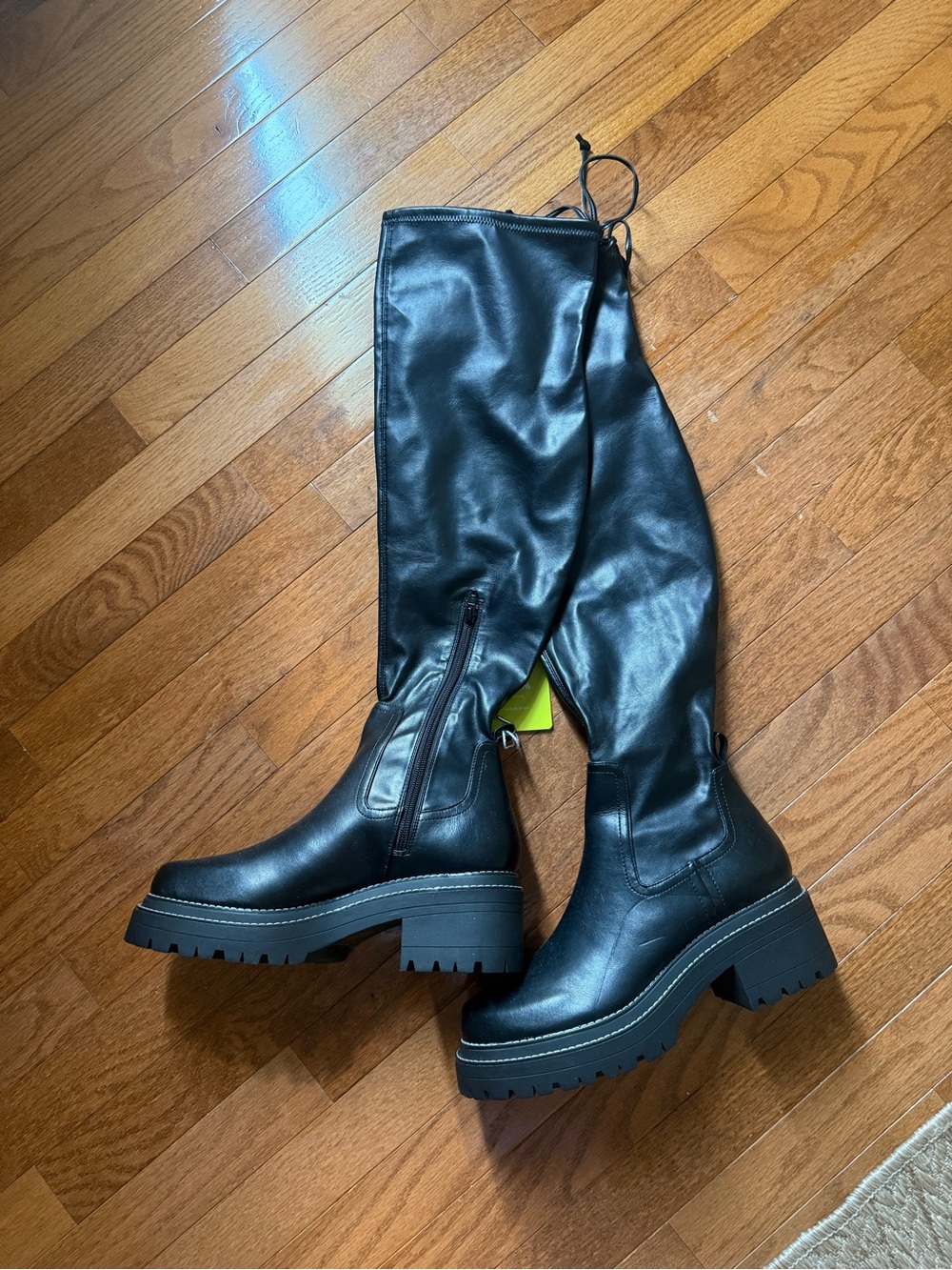 Gianni Bini Black Knee HIgh Combat Boots Sz 10 NWOB
